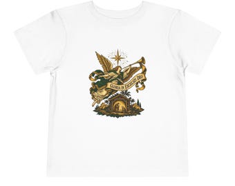 Toddler Nativity Angel Tee, Gloria in Excelsis Deo Christmas Shirt, Catholic Christmas Gift for Toddlers, Star of Bethlehem Art