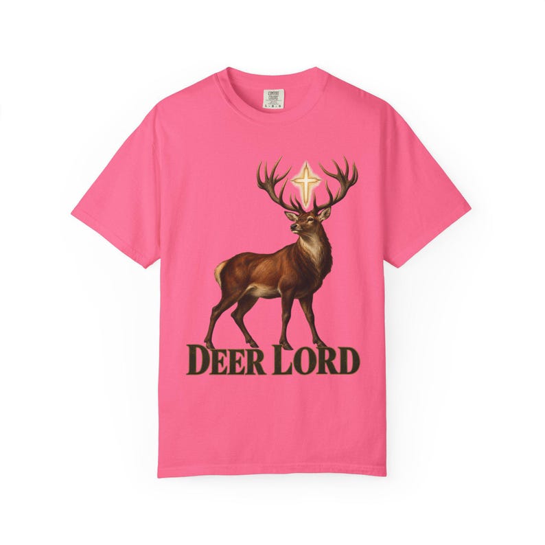 Deer Lord Comfort Colors Shirt | Funny Catholic Hunting T-Shirt | Gift for Hunter Dad | St Hubert Stag with Cross image 13