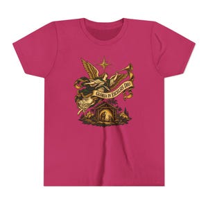 Camiseta infantil del Ángel de la Natividad, Camiseta juvenil Gloria in Excelsis Deo, Regalo católico de Navidad para niños, Representación navideña de la Estrella de Belén imagen 20