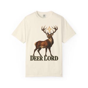 Deer Lord Comfort Colors Shirt | Funny Catholic Hunting T-Shirt | Gift for Hunter Dad | St Hubert Stag with Cross image 2