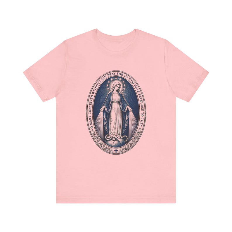 Mirakulös medaljskjorta | Katolsk t-shirt | Jungfru Maria-gåva för kvinnor | O Maria, avlad utan synd bild 7