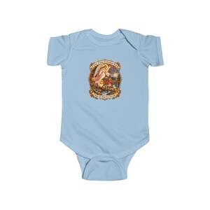 Baby Angel of God Prayer Bodysuit, Guardian Angel Infant One Piece, My Guardian Dear Catholic Baby Gift, Vintage Art image 3