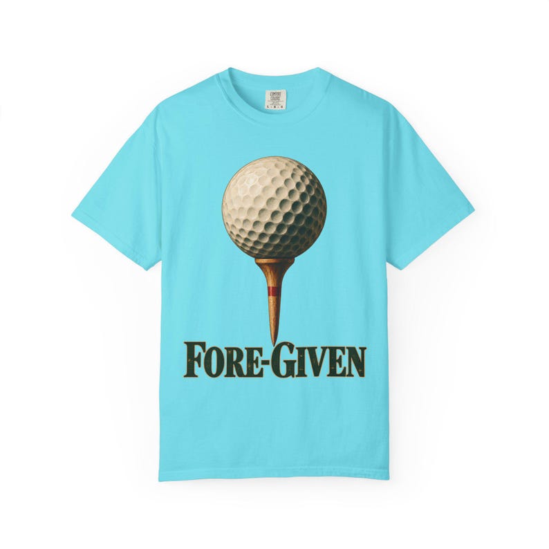 T-shirt in de kleuren van Fore-Given Comfort | Grappig christelijk golf-T-shirt | Cadeau voor golfende vader | Golfbal op tee afbeelding 4