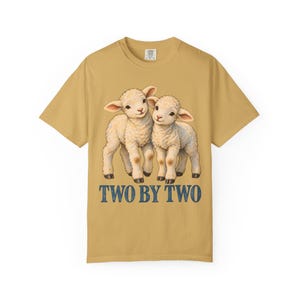 Two by Two Comfort Colors Shirt | Christian Twins T-Shirt | Gift for Twins or Siblings | Vintage Twin Lambs