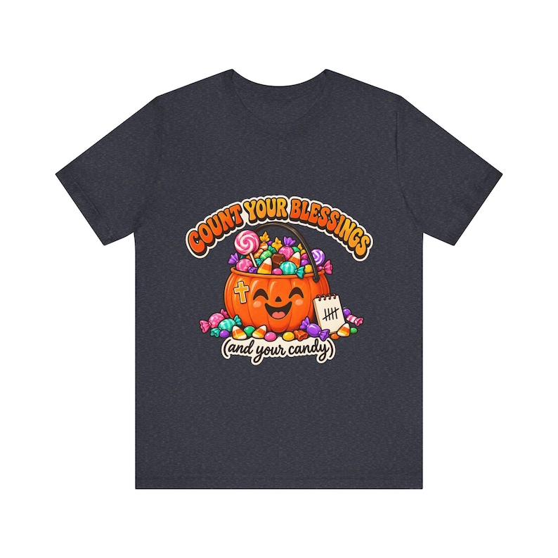 Funny Christian Halloween Shirt, Count Your Blessings Candy Pumpkin Tee image 5
