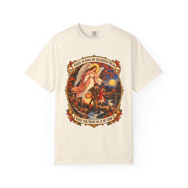 Angel of God Prayer Tee, Guardian Angel Children, Catholic Mom Gift (Comfort Colors) image 3