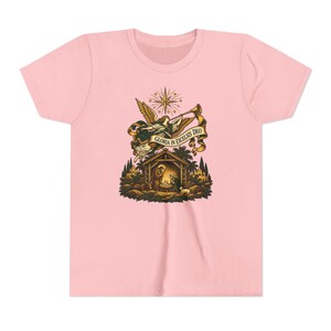 Kids Herald Angel Trumpet Shirt, Youth Glory to God in the Highest Tee, Christian Christmas Gift for Kids, Vintage Nativity image 20