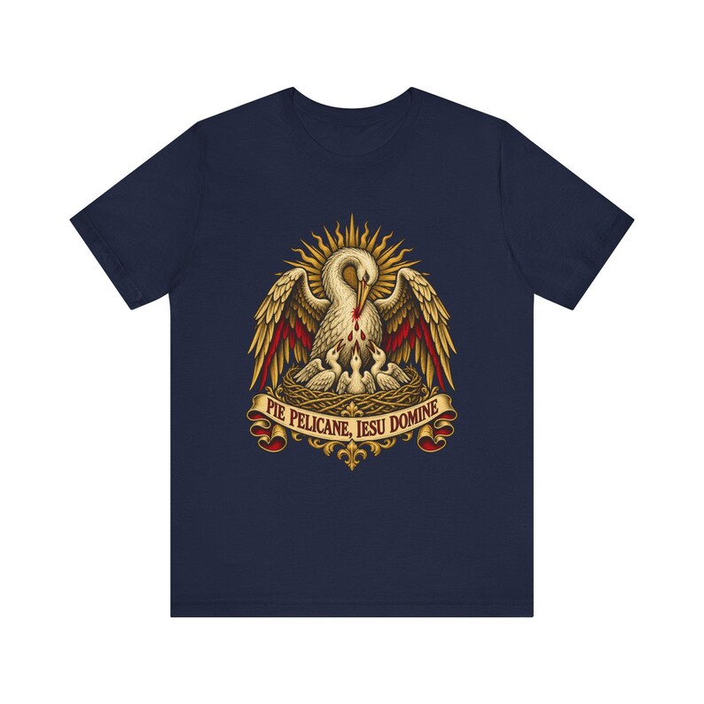Eucharist Shirt | Catholic T-Shirt | First Communion Gift for Dad | Pie Pelicane, Pelican in Her Piety image 5