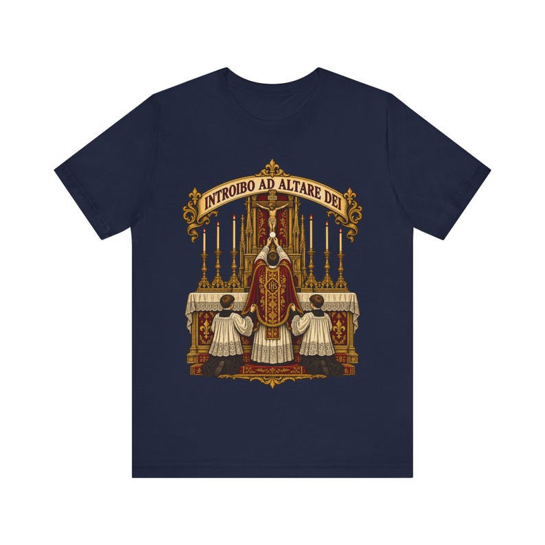 Traditional Latin Mass Shirt, Introibo ad Altare Dei Tee, TLM Gift for Priest, Altar Server or Seminarian, Tridentine Apparel image 4