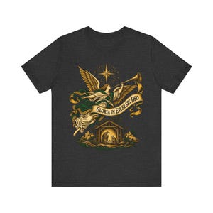 Gloria in Excelsis Deo Shirt, Catholic Christmas Nativity Tee, Herald Angel Trumpet and Star of Bethlehem, Christian Holiday Gift for Choir image 6