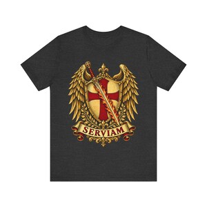 St Michael Archangel Shirt | Catholic T-Shirt | Gift for Dad or Godfather | Winged Crest Emblem image 6