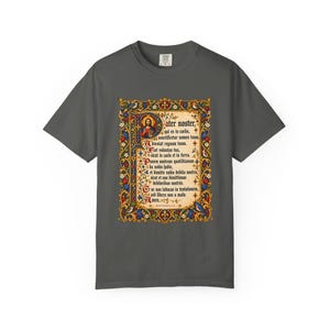 Pater Noster Tee, Latin Our Father Illuminated Manuscript, Lord's Prayer Medieval Christian Shirt, Traditional Catholic Gift, Comfort Colors image 3