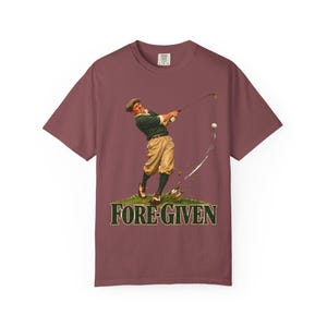 Fore-Given Golfer Comfort Colors Shirt | Funny Christian Golf T-Shirt | Gift for Golfer Dad | Vintage Golfer Mid-Swing image 2