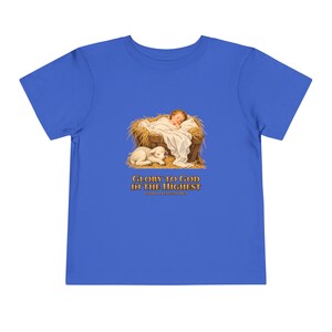 Toddler Glory to God in the Highest Tee, Nativity Christmas Shirt, Catholic Christmas Gift for Toddlers, Baby Jesus and Lamb image 10
