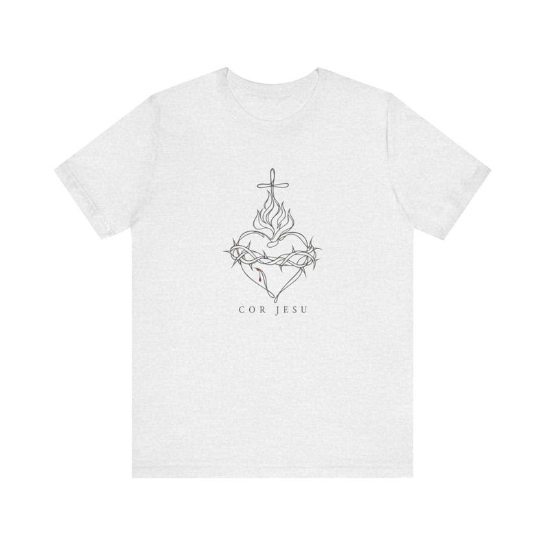 Sacred Heart Shirt | Minimalist Catholic T-Shirt | Confirmation Gift for Women | Line Art Jesus image 2