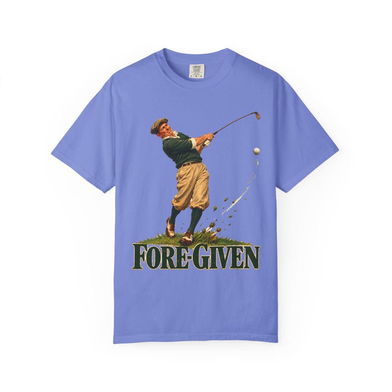 Fore-Given Golfer Comfort Colors Shirt | Funny Christian Golf T-Shirt | Gift for Golfer Dad | Vintage Golfer Mid-Swing image 12