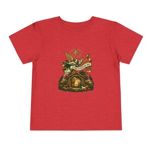 Camiseta infantil con trompeta de ángel heraldo, Gloria a Dios en las alturas, Camiseta navideña, Regalo cristiano de Navidad para niños pequeños, Natividad imagen 14