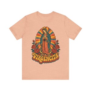 Retro 70s Our Lady of Guadalupe Tee, Mexican Catholic Gift, Latina Apparel (Unisex Fit) image 4