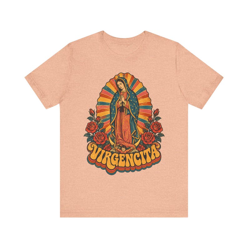 Retro 70s Our Lady of Guadalupe Tee, Mexican Catholic Gift, Latina Apparel (Unisex Fit) image 4
