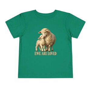 Toddler Ewe Are Loved Tee, Lamb Shirt for Toddlers, Sweet Christian Gift, Vintage Ewe and Lamb Painting image 4