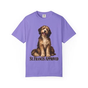 St Francis Approved Comfort Colors Shirt | Catholic Dog Lover T-Shirt | Gift for Dog Mom | Shaggy Dog Painting image 10