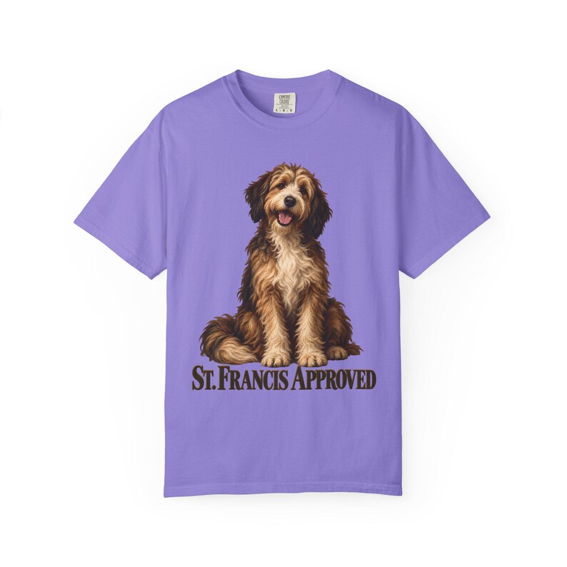 St Francis Approved Comfort Colors Shirt | Catholic Dog Lover T-Shirt | Gift for Dog Mom | Shaggy Dog Painting image 10