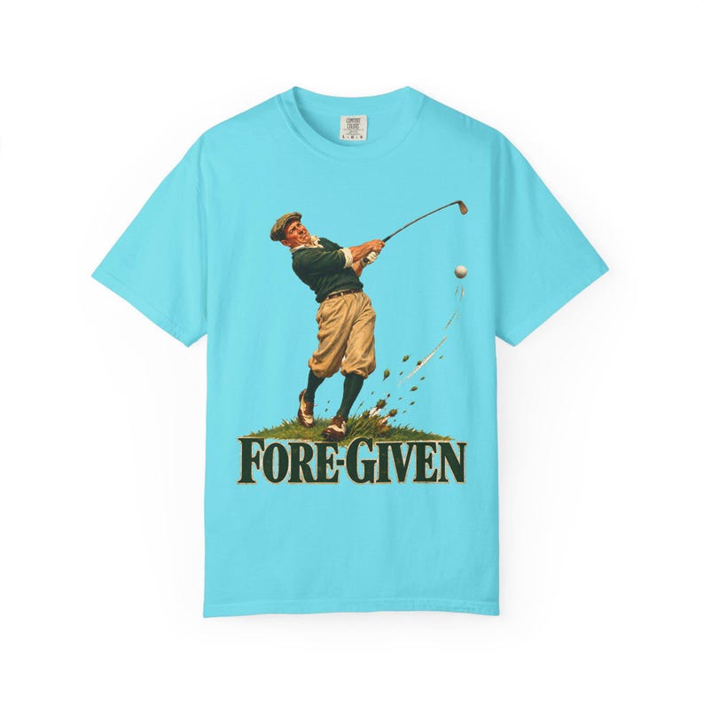 Fore-Given Golfer Comfort Colors Shirt | Funny Christian Golf T-Shirt | Gift for Golfer Dad | Vintage Golfer Mid-Swing image 10