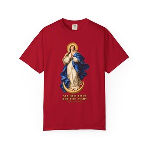 すべて美しいメアリー コンフォートカラーシャツ | 無原罪懐胎Tシャツ | 女性へのマリアギフト | Tota Pulchra 画像 12