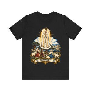 Our Lady of Fatima Shirt | Catholic T-Shirt | Rosary Gift for Mom | Three Shepherd Children, Pray the Rosary image 7