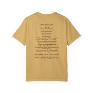 Arameisk Herrens bön komfortfärger T-shirt | Vår Fader arameisk T-shirt | Bergspredikan katolsk kristen T-shirt bild 8