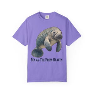 Mana-Tee From Heaven Comfort Colors Shirt | Funny Christian Florida T-Shirt | Manatee Lover Gift | Vintage Manatee Painting image 6