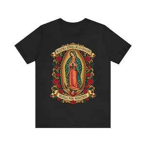 グアダルーペの聖母シャツ | カトリックTシャツ | 12月12日 お母さんへの贈り物 | Ruega por Nosotros 画像 1