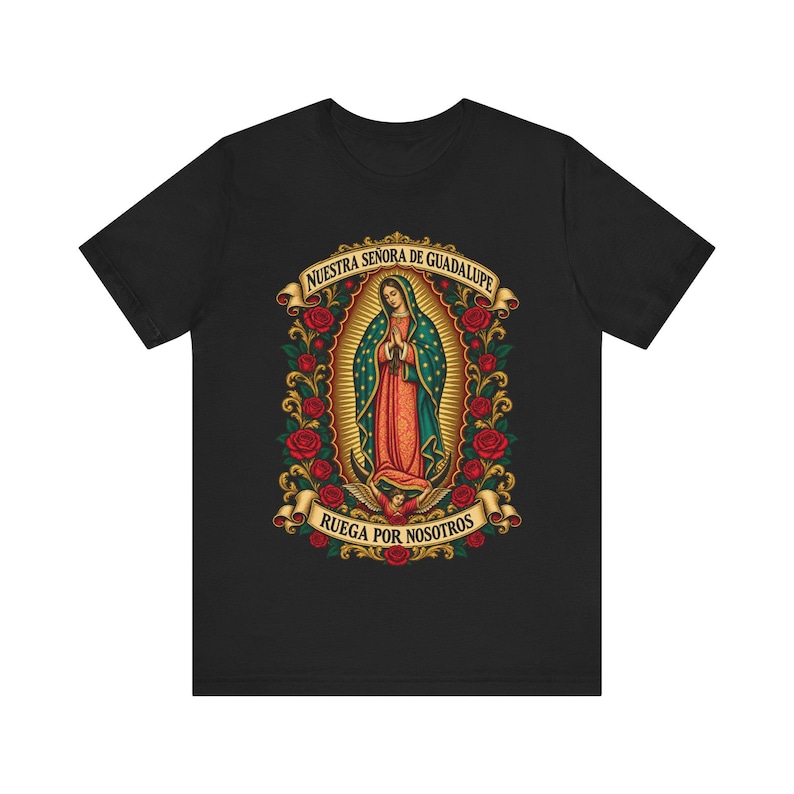 グアダルーペの聖母シャツ | カトリックTシャツ | 12月12日 お母さんへの贈り物 | Ruega por Nosotros 画像 1