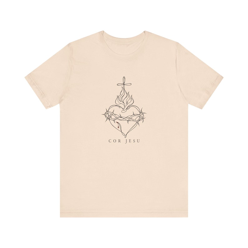 Sacred Heart Shirt | Minimalist Catholic T-Shirt | Confirmation Gift for Women | Line Art Jesus image 4