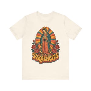 Retro 70s Our Lady of Guadalupe Tee, Mexican Catholic Gift, Latina Apparel (Unisex Fit) image 2