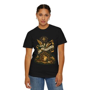 Herald Angel Trumpet Tee, Glory to God in the Highest Nativity, Vintage Christian Christmas Gift for Mass or Choir, Comfort Colors image 10