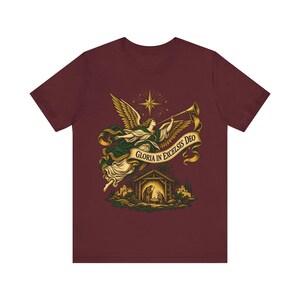 Gloria in Excelsis Deo Shirt, Catholic Christmas Nativity Tee, Herald Angel Trumpet and Star of Bethlehem, Christian Holiday Gift for Choir image 8