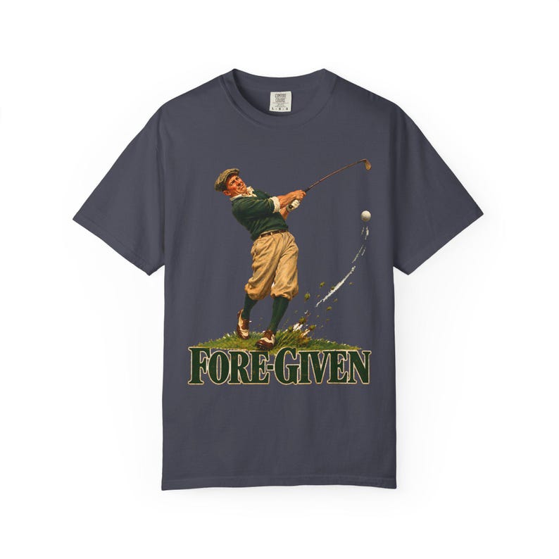 Fore-Given Golfer Comfort Colors Shirt | Funny Christian Golf T-Shirt | Gift for Golfer Dad | Vintage Golfer Mid-Swing image 14