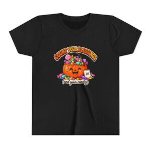Camiseta cristã de Halloween, abóbora de doces "Conte suas bênçãos", camiseta juvenil de outono imagem 2