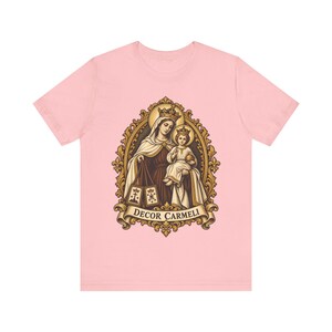 Our Lady of Mount Carmel Shirt | Catholic T-Shirt | Carmelite Gift for Women | Brown Scapular, Decor Carmeli afbeelding 6