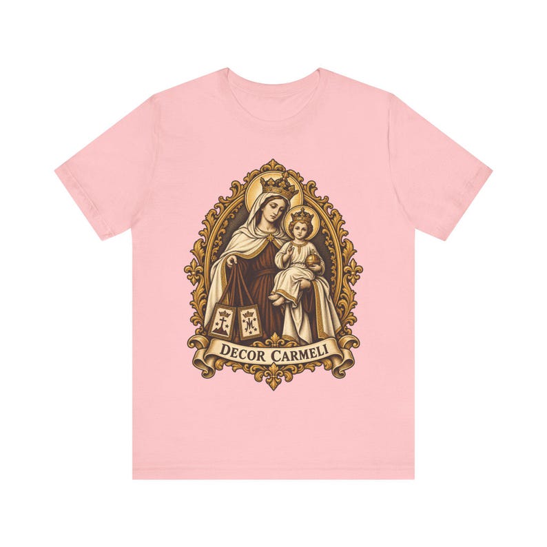 Our Lady of Mount Carmel Shirt | Catholic T-Shirt | Carmelite Gift for Women | Brown Scapular, Decor Carmeli afbeelding 6