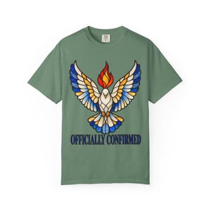 Officially Confirmed Comfort Colors Shirt | Catholic Confirmation T-Shirt | Confirmation Gift | Stained Glass Holy Spirit Dove image 5