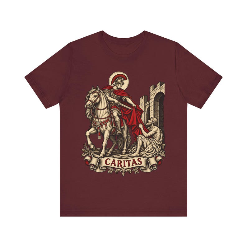 Camiseta de San Martín de Tours, capa de Caritas y arte del mendigo, regalo católico de la Misericordia para hombres, fiesta de San Martín el 11 de noviembre, ropa cristiana imagen 5