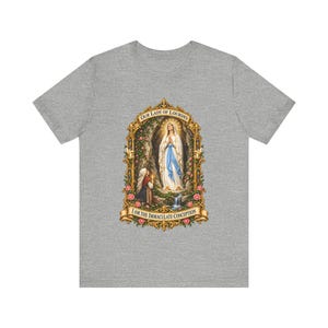 Our Lady of Lourdes Shirt, I Am the Immaculate Conception Tee, St Bernadette Grotto Art, Catholic Marian Gift for Women, Pilgrimage image 1