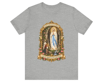 Camiseta de Nuestra Señora de Lourdes, Camiseta "Soy la Inmaculada Concepción", Arte de la Gruta de Santa Bernadette, Regalo mariano católico para mujeres, Peregrinación