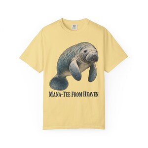 Mana-Tee From Heaven Comfort Colors Shirt | Funny Christian Florida T-Shirt | Manatee Lover Gift | Vintage Manatee Painting image 3
