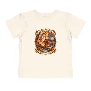 Kleinkind-T-Shirt mit Engel-Gottes-Gebet, Schutzengel-Shirt, Mein lieber Schutzengel, katholisches Geschenk für Kleinkinder, Vintage-Herbstkunst Bild 4