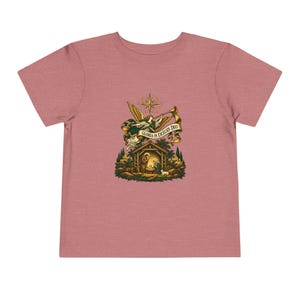Camiseta infantil con trompeta de ángel heraldo, Gloria a Dios en las alturas, Camiseta navideña, Regalo cristiano de Navidad para niños pequeños, Natividad imagen 2