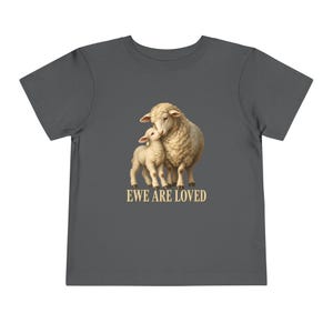 Toddler Ewe Are Loved Tee, Lamb Shirt for Toddlers, Sweet Christian Gift, Vintage Ewe and Lamb Painting image 7