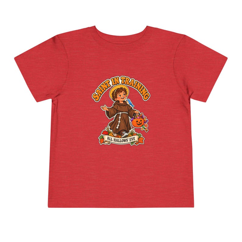 Toddler Saint in Training Tee, Little Friar with Bluebird, Halloween Gift (2T-5T) image 6